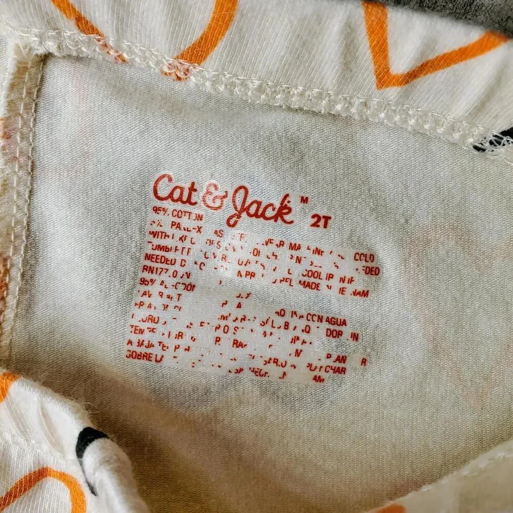 Cat & Jack Toddler Girl Halloween Leggings Full Length Cream Heart Size 2T NWOT